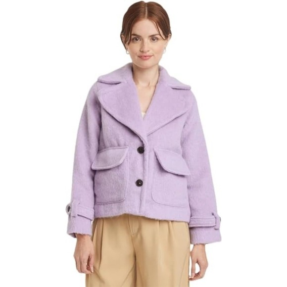 A New Day Women's Lavender Utility Jacket Coat Trendy Wool Blend Size Small NWT - Picture 1 of 11